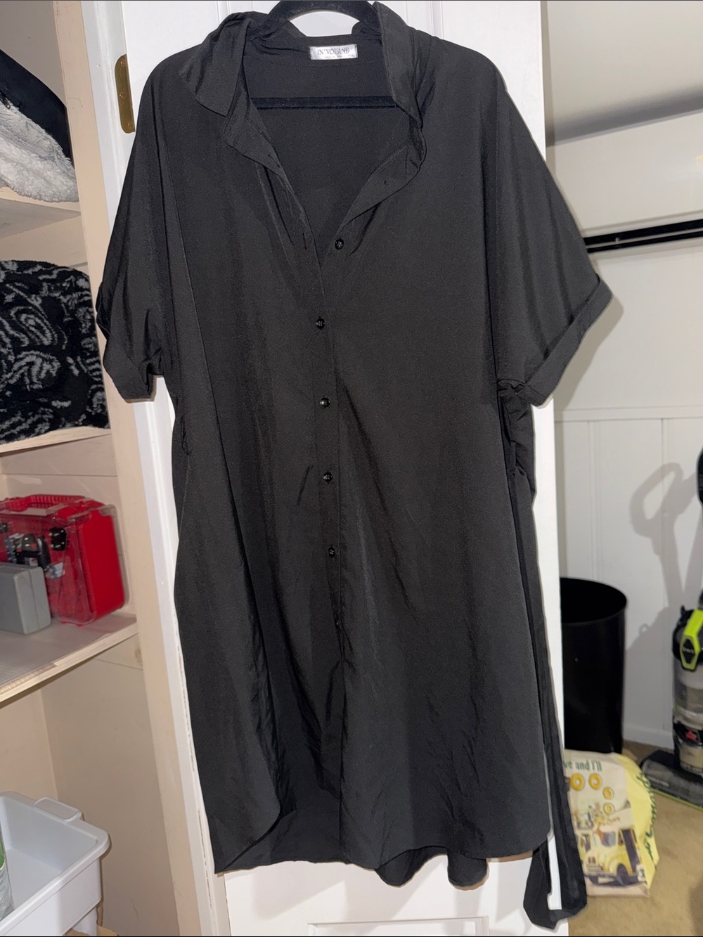 Black Button-Front Shirt Dress